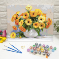 White bowl with yellow daisies paint by numbers kit framed digital painting